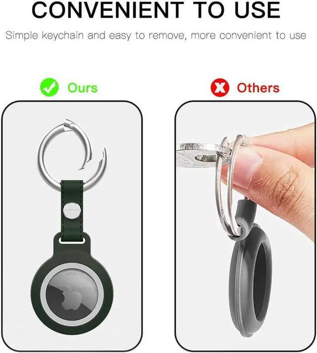 Alt view image 5 of 7 - IP68 Waterproof AirTag Keychain Holder Case, Lightweight, Anti-Scratch, Easy Installation,Soft Full-Body Shockproof Air Tag Holder for Luggage,Keys, Dog Collar Green