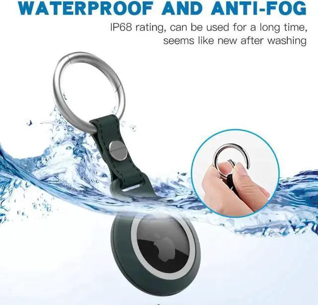Alt view image 3 of 7 - IP68 Waterproof AirTag Keychain Holder Case, Lightweight, Anti-Scratch, Easy Installation,Soft Full-Body Shockproof Air Tag Holder for Luggage,Keys, Dog Collar Green