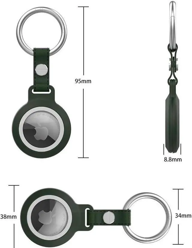 Alt view image 7 of 7 - IP68 Waterproof AirTag Keychain Holder Case, Lightweight, Anti-Scratch, Easy Installation,Soft Full-Body Shockproof Air Tag Holder for Luggage,Keys, Dog Collar Green