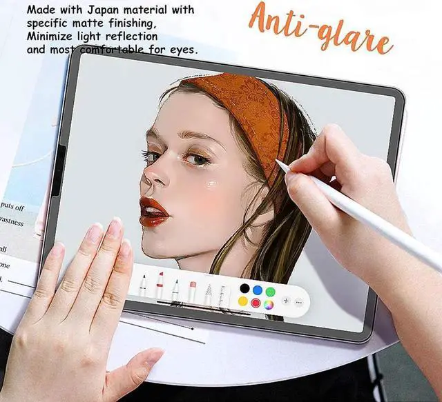 Alt view image 2 of 6 - Paperfeel Screen Protector Compatible with iPad Pro 12.9 Inch 2021 & 2020 & 2018, iPad Pro 12.9 5th Generation Matte PET Film for Drawing Anti-Glare,Face ID Compatible, Paperfeel Film