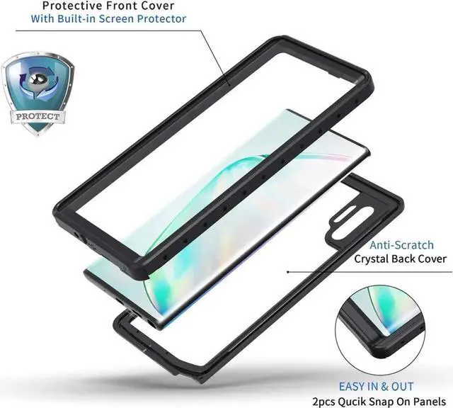 Alt view image 2 of 7 - Galaxy Note 10 Waterproof Case, Dustproof Shockproof Case with Built-in Screen Protector, Full Body Protective Cover for Samsung Galaxy Note 10 6.3 inch 2019