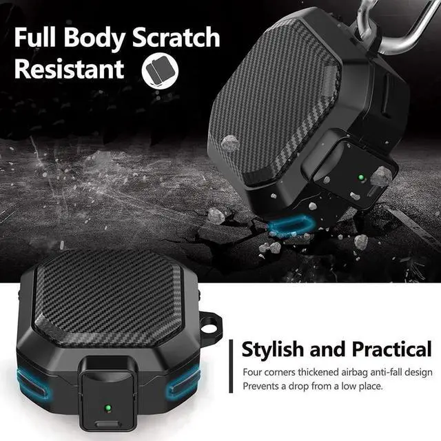 Alt view image 6 of 7 - Armor Cover for Samsung Galaxy Buds 2 Pro Case (2022) /Galaxy Buds Pro Case (2021) /Galaxy Buds 2 Case (2021) /Galaxy Buds Live Case (2020) Case, Shockproof Protective Cover with Keychain Black