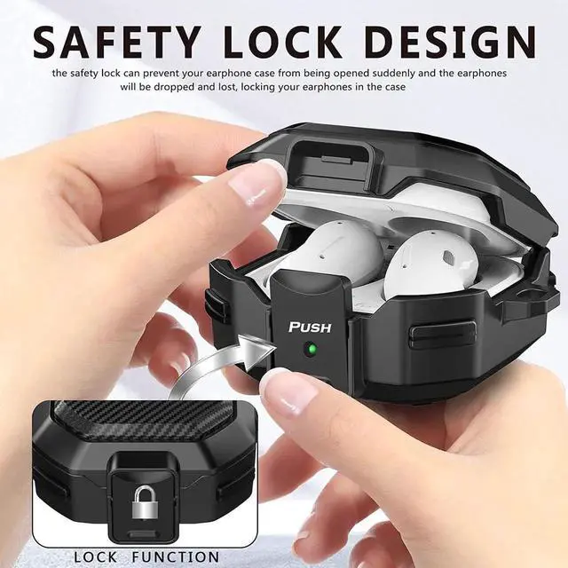 Alt view image 7 of 7 - Armor Cover for Samsung Galaxy Buds 2 Pro Case (2022) /Galaxy Buds Pro Case (2021) /Galaxy Buds 2 Case (2021) /Galaxy Buds Live Case (2020) Case, Shockproof Protective Cover with Keychain Black