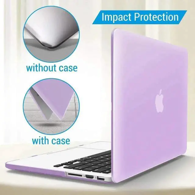 Alt view image 4 of 7 - Compatible with MacBook Pro 13 Inch Case 2015 2014 2013 end 2012 Model A1502 A1425, Hard Shell Case with Keyboard Cover for Old Version Apple Mac Pro Retina 13 Matte Transparent Purple