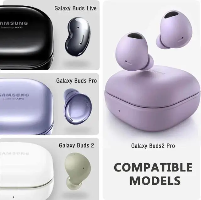 Alt view image 2 of 7 - Armor Cover for Samsung Galaxy Buds 2 Pro Case (2022) /Galaxy Buds Pro Case (2021) /Galaxy Buds 2 Case (2021) /Galaxy Buds Live Case (2020) Case, Shockproof Protective Cover with Keychain Blue