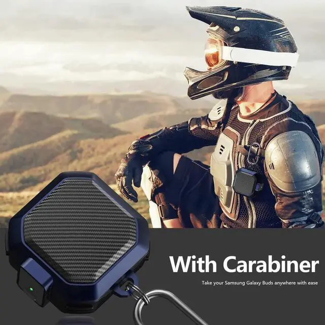 Alt view image 5 of 7 - Armor Cover for Samsung Galaxy Buds 2 Pro Case (2022) /Galaxy Buds Pro Case (2021) /Galaxy Buds 2 Case (2021) /Galaxy Buds Live Case (2020) Case, Shockproof Protective Cover with Keychain Blue