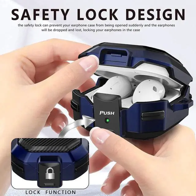 Alt view image 6 of 7 - Armor Cover for Samsung Galaxy Buds 2 Pro Case (2022) /Galaxy Buds Pro Case (2021) /Galaxy Buds 2 Case (2021) /Galaxy Buds Live Case (2020) Case, Shockproof Protective Cover with Keychain Blue