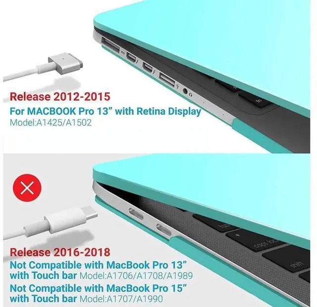 Alt view image 4 of 7 - Compatible with MacBook Pro 13 Inch Case 2015 2014 2013 end 2012 Model A1502 A1425, Hard Shell Case with Keyboard Cover for Old Version Apple Mac Pro Retina 13 Matte Transparent Turquoise