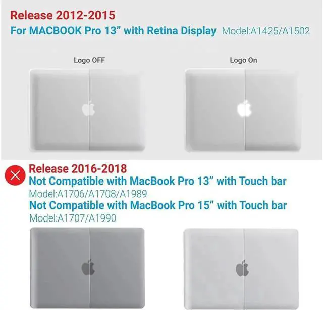 Alt view image 5 of 7 - Compatible with MacBook Pro 13 Inch Case 2015 2014 2013 end 2012 Model A1502 A1425, Hard Shell Case with Keyboard Cover for Old Version Apple Mac Pro Retina 13 Matte Transparent