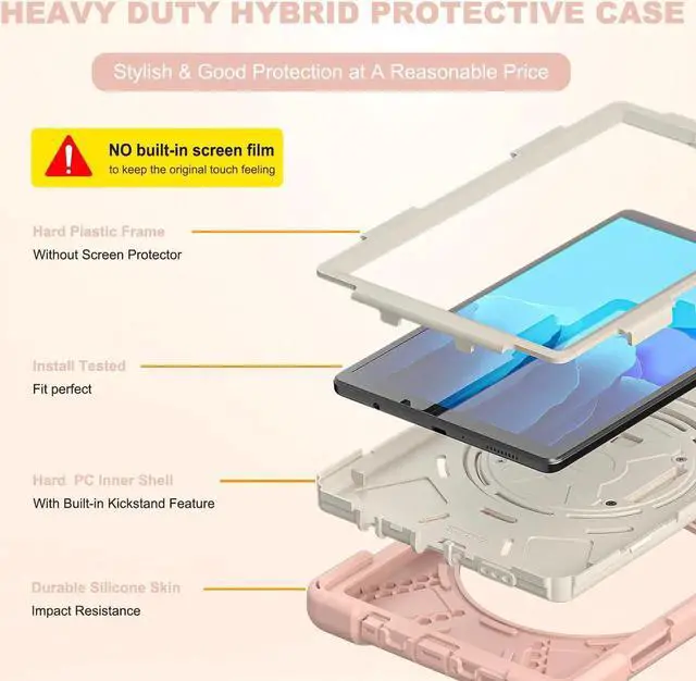 Alt view image 3 of 7 - Galaxy Tab A7 Lite Case, Heavy Duty Rugged Shockproof Case with Adjustable Hand Strap, Carrying Shoulder Strap, Rotating Kickstand for Samsung galaxy Tab A7 Lite 8.7 inch 2021 Model SM-T220 SM-T225