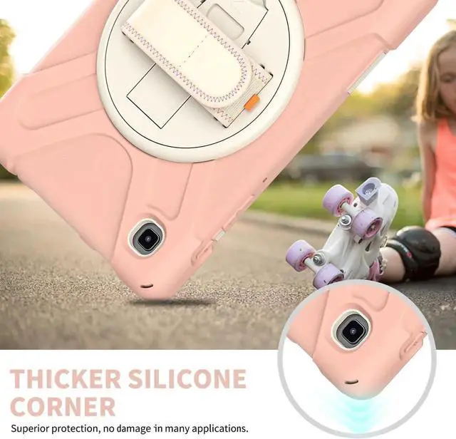 Alt view image 2 of 7 - Galaxy Tab A7 Lite Case, Heavy Duty Rugged Shockproof Case with Adjustable Hand Strap, Carrying Shoulder Strap, Rotating Kickstand for Samsung galaxy Tab A7 Lite 8.7 inch 2021 Model SM-T220 SM-T225