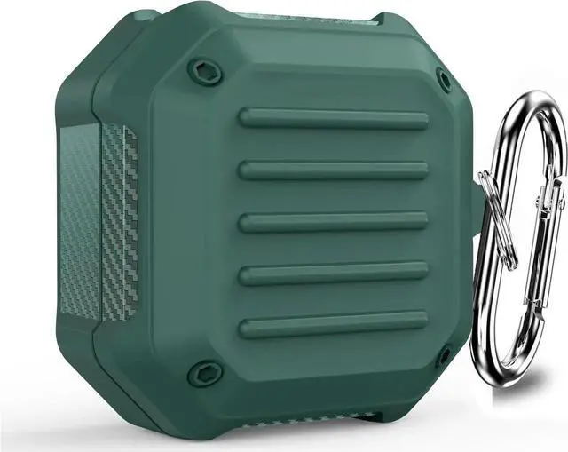 Main image of Armor Cover for Samsung Galaxy Buds 2 Pro Case/Galaxy Bus Pro Case/Galaxy Buds 2 Skin/Galaxy Buds Live with Lock, Shockproof Protective Cover Cases with Keychain Green