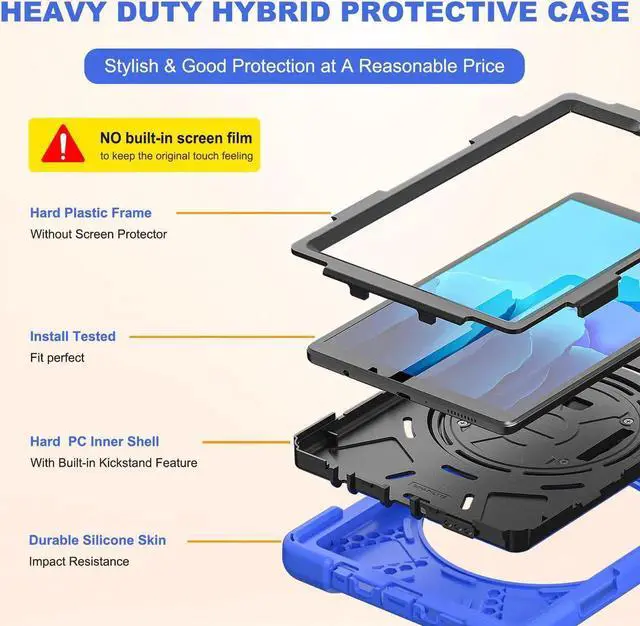 Alt view image 4 of 6 - Galaxy Tab A7 Lite Case, Heavy Duty Rugged Shockproof Case with Adjustable Hand Strap, Carrying Shoulder Strap, Rotating Kickstand for Samsung galaxy Tab A7 Lite 8.7 inch 2021 Model SM-T220 SM-T225