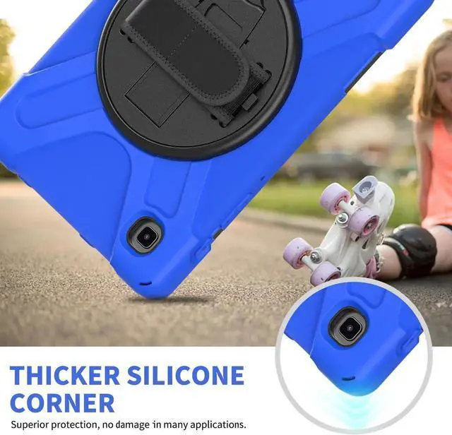 Alt view image 5 of 6 - Galaxy Tab A7 Lite Case, Heavy Duty Rugged Shockproof Case with Adjustable Hand Strap, Carrying Shoulder Strap, Rotating Kickstand for Samsung galaxy Tab A7 Lite 8.7 inch 2021 Model SM-T220 SM-T225