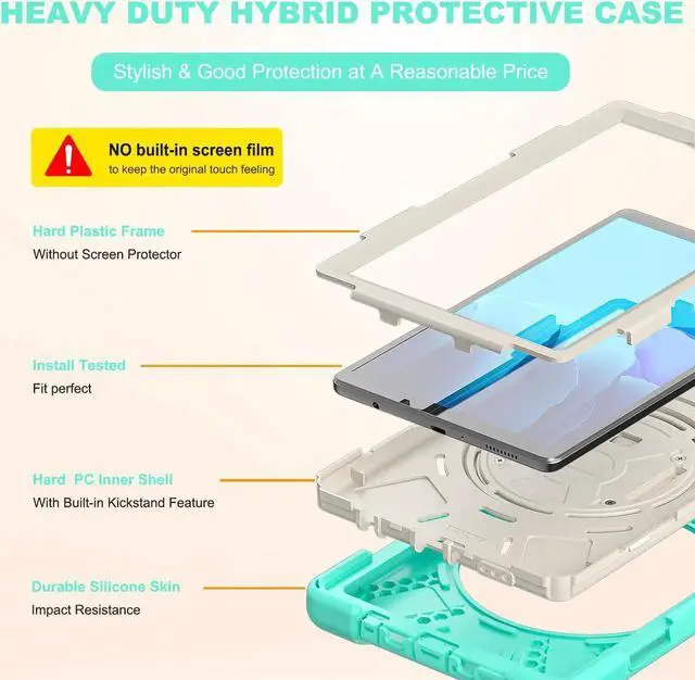 Alt view image 5 of 7 - Galaxy Tab A7 Lite Case, Heavy Duty Rugged Shockproof Case with Adjustable Hand Strap, Carrying Shoulder Strap, Rotating Kickstand for Samsung galaxy Tab A7 Lite 8.7 inch 2021 Model SM-T220 SM-T225