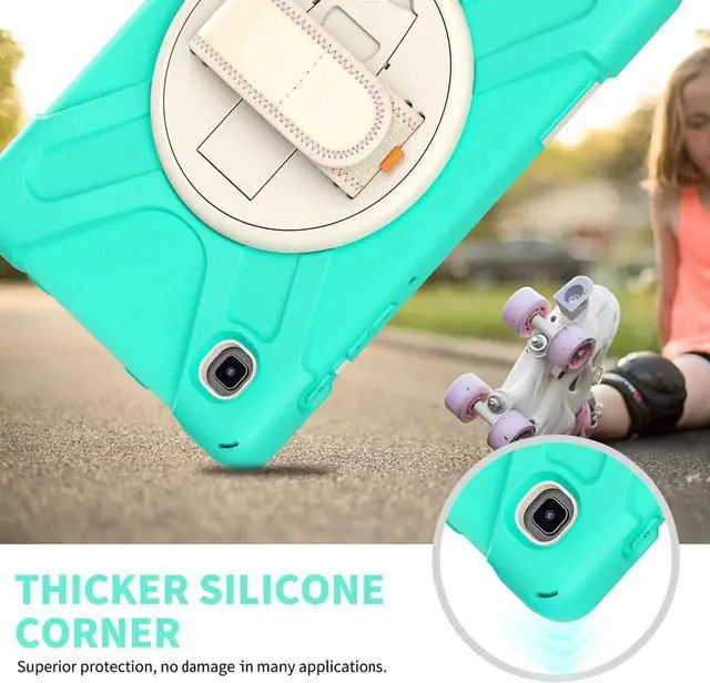 Alt view image 2 of 7 - Galaxy Tab A7 Lite Case, Heavy Duty Rugged Shockproof Case with Adjustable Hand Strap, Carrying Shoulder Strap, Rotating Kickstand for Samsung galaxy Tab A7 Lite 8.7 inch 2021 Model SM-T220 SM-T225