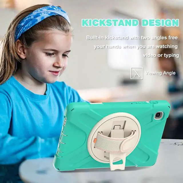 Alt view image 3 of 7 - Galaxy Tab A7 Lite Case, Heavy Duty Rugged Shockproof Case with Adjustable Hand Strap, Carrying Shoulder Strap, Rotating Kickstand for Samsung galaxy Tab A7 Lite 8.7 inch 2021 Model SM-T220 SM-T225