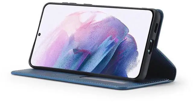 Alt view image 2 of 7 - Case for Samsung Galaxy S25 5G 6.2 inch Premium PU Leather Phone Cover with Card Holder Stand, Shockproof Flip Wallet Cover Blue