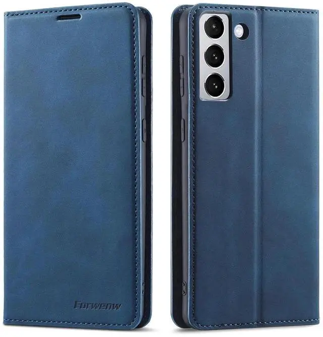Main image of Case for Samsung Galaxy S25 5G 6.2 inch Premium PU Leather Phone Cover with Card Holder Stand, Shockproof Flip Wallet Cover Blue