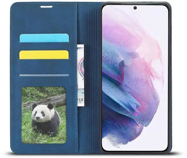 Alt view image 5 of 7 - Case for Samsung Galaxy S25 5G 6.2 inch Premium PU Leather Phone Cover with Card Holder Stand, Shockproof Flip Wallet Cover Blue