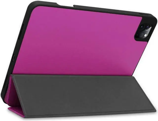 Alt view image 7 of 7 - iPad Pro 11 inch Case 2022 2021 2020 2018 with Pencil Holder, Slim Lightweight Trifold Stand Cover with Soft TPU Back Cover - Auto Sleep / Wake+Pencil Charging - Smart Case Rose Red