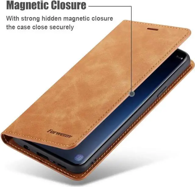 Alt view image 7 of 7 - Case for Samsung Galaxy S20 Ultra Premium PU Leather Cover TPU Bumper with Card Holder Kickstand Shockproof Flip Wallet Cover for Galaxy S20 Ultra Brown