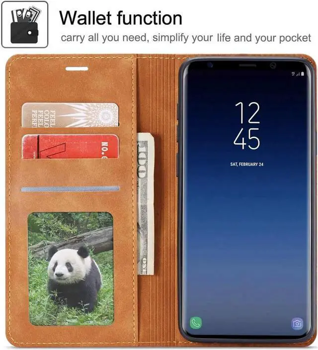 Alt view image 3 of 7 - Case for Samsung Galaxy S20 Ultra Premium PU Leather Cover TPU Bumper with Card Holder Kickstand Shockproof Flip Wallet Cover for Galaxy S20 Ultra Brown