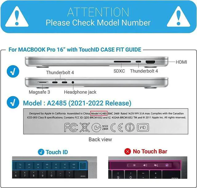 Alt view image 6 of 7 - Case for MacBook Pro 16 inch Case 2023 2022 2021 Release M2 A2780 A2485 M1 Pro/Max Chip with Touch ID, Plastic Hard Shell Protective Cover with Keyboard Skin