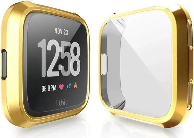 Alt view image 5 of 7 - [New Version] Case for Fitbit Versa Soft TPU Protective Full Cover Shell Bumper Case Protector for Fitbit Versa Smartwatch Gold