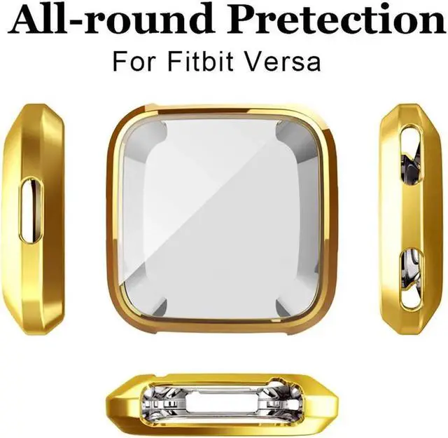 Alt view image 2 of 7 - [New Version] Case for Fitbit Versa Soft TPU Protective Full Cover Shell Bumper Case Protector for Fitbit Versa Smartwatch Gold