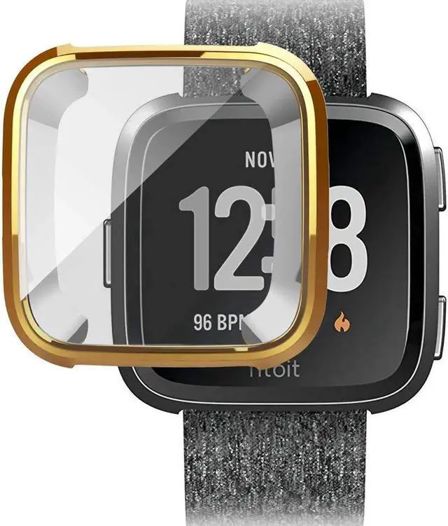 Main image of [New Version] Case for Fitbit Versa Soft TPU Protective Full Cover Shell Bumper Case Protector for Fitbit Versa Smartwatch Gold