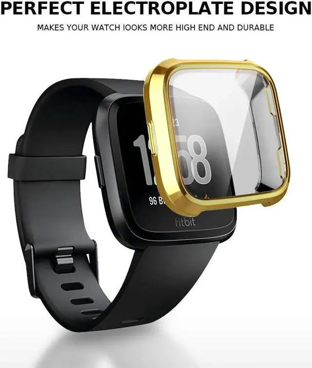 Alt view image 3 of 7 - [New Version] Case for Fitbit Versa Soft TPU Protective Full Cover Shell Bumper Case Protector for Fitbit Versa Smartwatch Gold