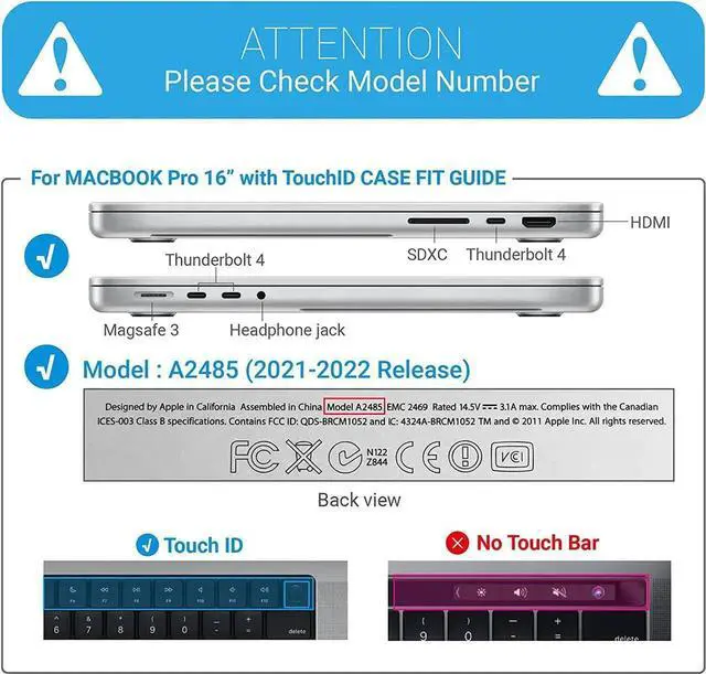 Alt view image 4 of 7 - Case for MacBook Pro 16 inch Case 2023 2022 2021 Release M2 A2780 A2485 M1 Pro/Max Chip with Touch ID, Plastic Hard Shell Protective Cover with Keyboard Skin