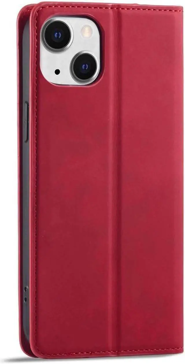 Alt view image 5 of 7 - Case for iPhone 15 Plus 6.7 inch Premium PU Leather Cover with Card Holder Kickstand Shockproof Flip Wallet Cover Red