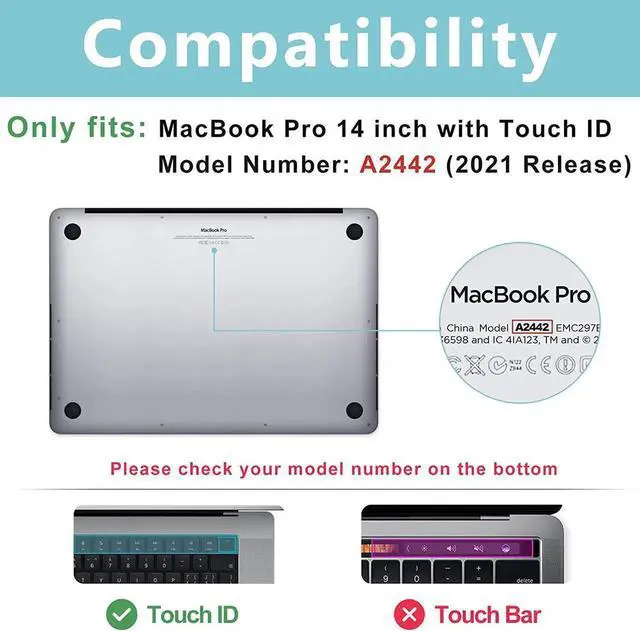 Alt view image 4 of 7 - MacBook Pro 14 Inch Case 2021 Model A2442 with M1 Pro / Max Chip, Hard Case Shell Cover and Keyboard Skin Cover for 14 Inch MacBook Pro 2021 with Touch ID