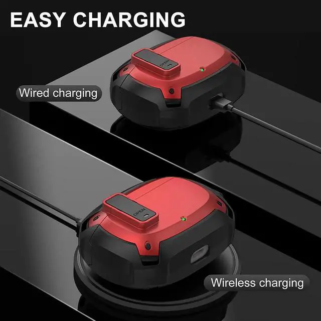 Alt view image 2 of 6 - Beats Studio Buds Case Cover 2021, Secure Lock Hard Rugged Cool Shockproof Protective Case Cover for Beats Studio Buds Wireless Earbuds Case Accessories with Keychain Carabiner for Men Women Red