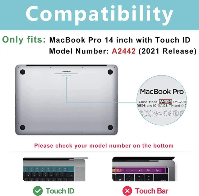 Alt view image 5 of 5 - MacBook Pro 14 Inch Case 2021 Model A2442 with M1 Pro / Max Chip, Hard Case Shell Cover and Keyboard Skin Cover for 14 Inch MacBook Pro 2021 with Touch ID