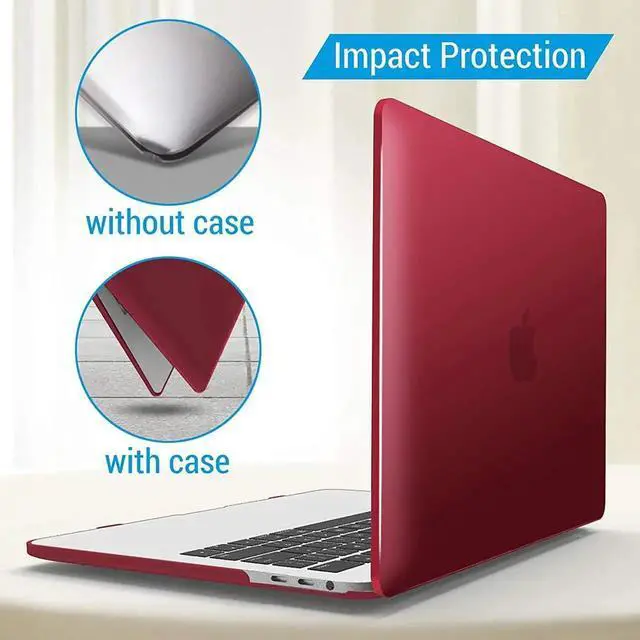 Alt view image 6 of 7 - Compatible with MacBook Pro 13 inch Case M2 2022, 2021, 2020-2016 A2338 M1 A2251 A2289 A2159 A1989 A1708 A1706, Plastic Hard Case with Keyboard Cover Skin Wine Red