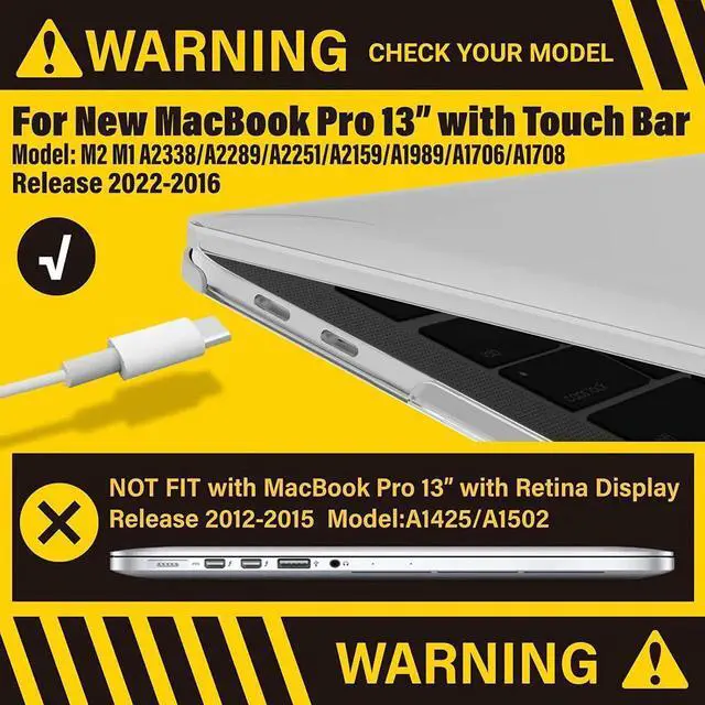 Alt view image 5 of 7 - Compatible with MacBook Pro 13 inch Case M2 2022, 2021, 2020-2016 A2338 M1 A2251 A2289 A2159 A1989 A1708 A1706, Plastic Hard Case with Keyboard Cover Skin Matte Transparent