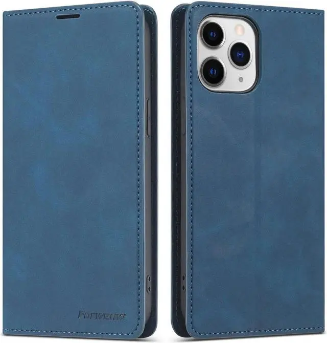 Main image of Case for iPhone 12 Pro 6.1 inch and iPhone 12 6.1 inch Premium PU Leather Cover with Card Holder Kickstand Shockproof Flip Wallet Cover Blue