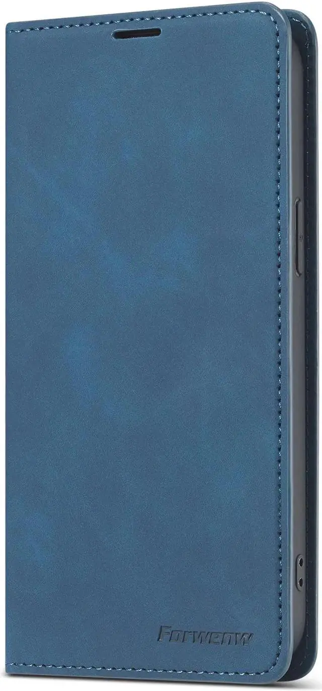 Alt view image 5 of 7 - Case for iPhone 12 Pro 6.1 inch and iPhone 12 6.1 inch Premium PU Leather Cover with Card Holder Kickstand Shockproof Flip Wallet Cover Blue
