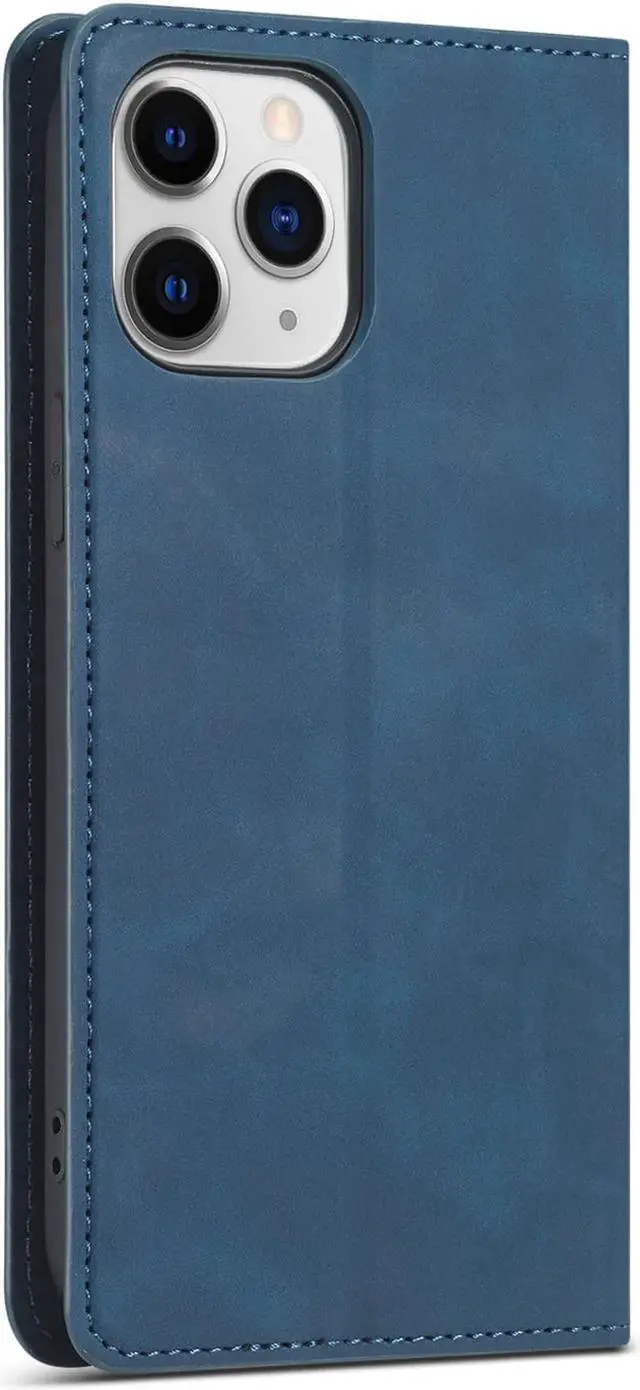 Alt view image 3 of 7 - Case for iPhone 12 Pro 6.1 inch and iPhone 12 6.1 inch Premium PU Leather Cover with Card Holder Kickstand Shockproof Flip Wallet Cover Blue