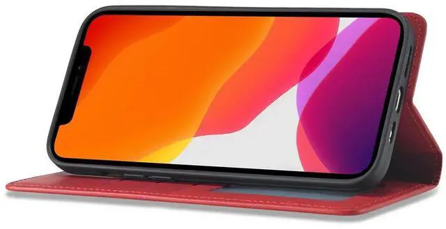 Alt view image 5 of 7 - Case for iPhone 12 Pro 6.1 inch and iPhone 12 6.1 inch Premium PU Leather Cover with Card Holder Kickstand Shockproof Flip Wallet Cover