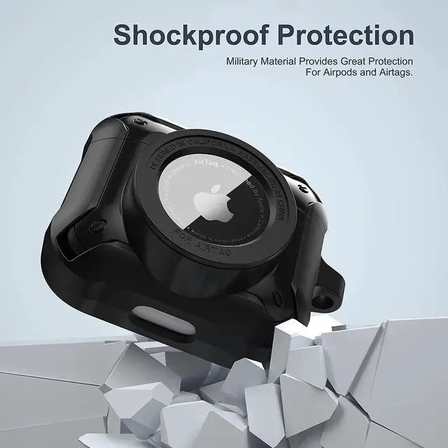 Alt view image 3 of 7 - Compatible Airpods 3 Case and AirTags Case Cover, 2 in 1 Rugged Protective Airpods 3rd Generation Case for Men Women with Keychain Shockproof Skin for Airpods 3 Gen and Airtags