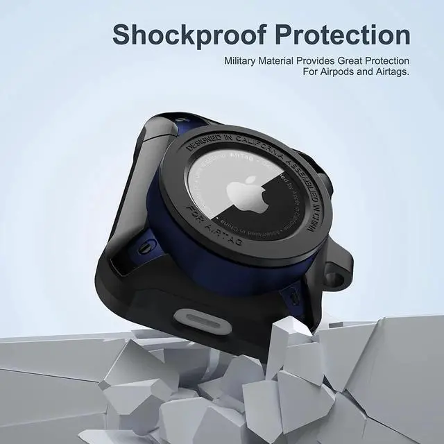 Alt view image 3 of 6 - Compatible Airpods 3 Case and AirTags Case Cover, 2 in 1 Rugged Protective Airpods 3rd Generation Case for Men Women with Keychain Shockproof Skin for Airpods 3 Gen and Airtags Blue