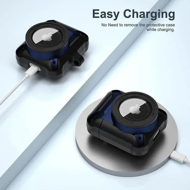 Alt view image 4 of 6 - Compatible Airpods 3 Case and AirTags Case Cover, 2 in 1 Rugged Protective Airpods 3rd Generation Case for Men Women with Keychain Shockproof Skin for Airpods 3 Gen and Airtags Blue