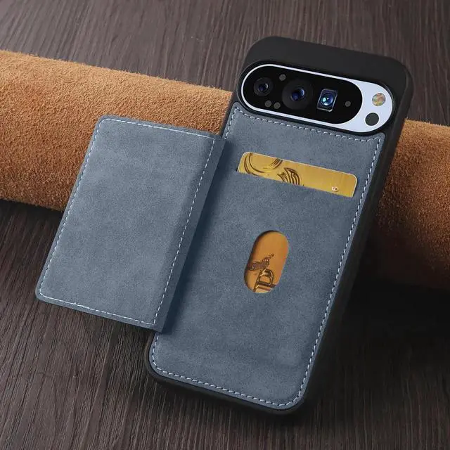 Alt view image 7 of 7 - Case for Google Pixel 9A 5G Premium PU Leather Phone Cover with Card Holder Kickstand Magnetic Shockproof Flip Wallet Cover Blue