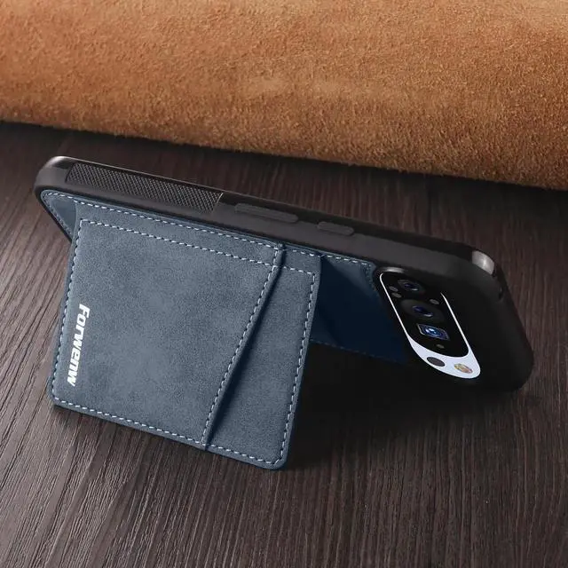 Alt view image 5 of 7 - Case for Google Pixel 9A 5G Premium PU Leather Phone Cover with Card Holder Kickstand Magnetic Shockproof Flip Wallet Cover Blue