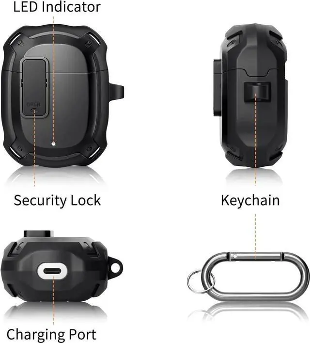 Alt view image 3 of 7 - Compatible with Google Pixel Buds 2 Case Cover [Front LED Visible] Shockproof Protective Case with Keychain Secure Lock Design Hard PC Case Cover for Pixel Buds 2 2020
