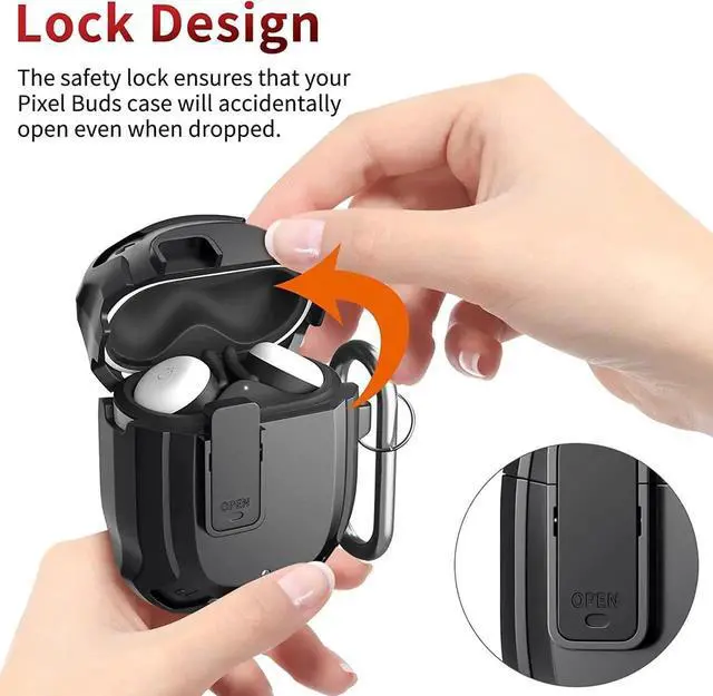 Alt view image 2 of 7 - Compatible with Google Pixel Buds 2 Case Cover [Front LED Visible] Shockproof Protective Case with Keychain Secure Lock Design Hard PC Case Cover for Pixel Buds 2 2020